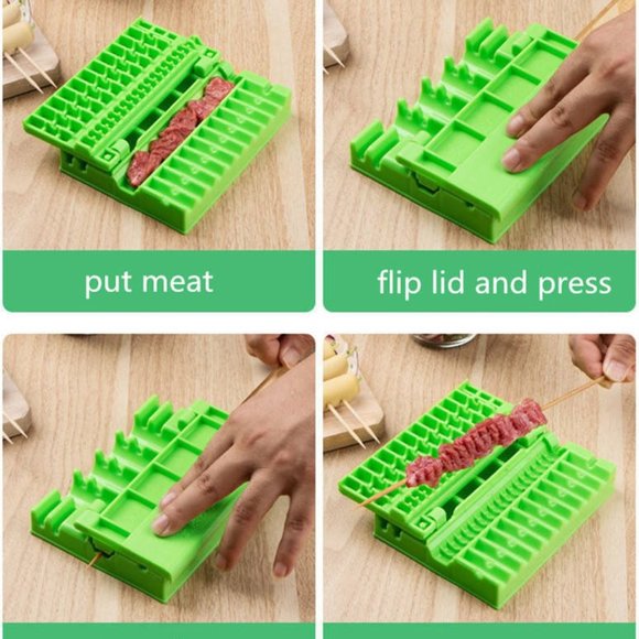 Professional Grade Skewers Kebab Maker Barbecue Stringer Box Machine Beef Pork M - Picture 8 of 12